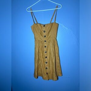 Reformation Mustard Yellow Button-Front Mini Dress